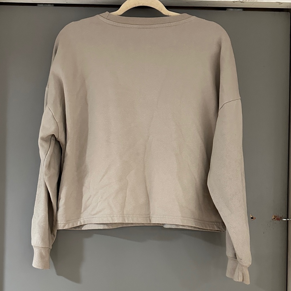 Disney Mickey & Minnie Mouse Cropped Crewneck Sweatshirt – Beige & Pink - Picture 4 of 4